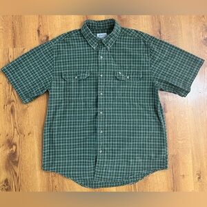 Carhartt S238 - Short-Sleeve GreenPlaid‎ Chambray Shirt, XL